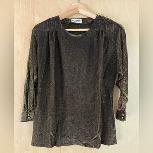 Beautiful Disco Vibes Vintage Koret Blouse in Golden Black Lame. Eligible 3/$25